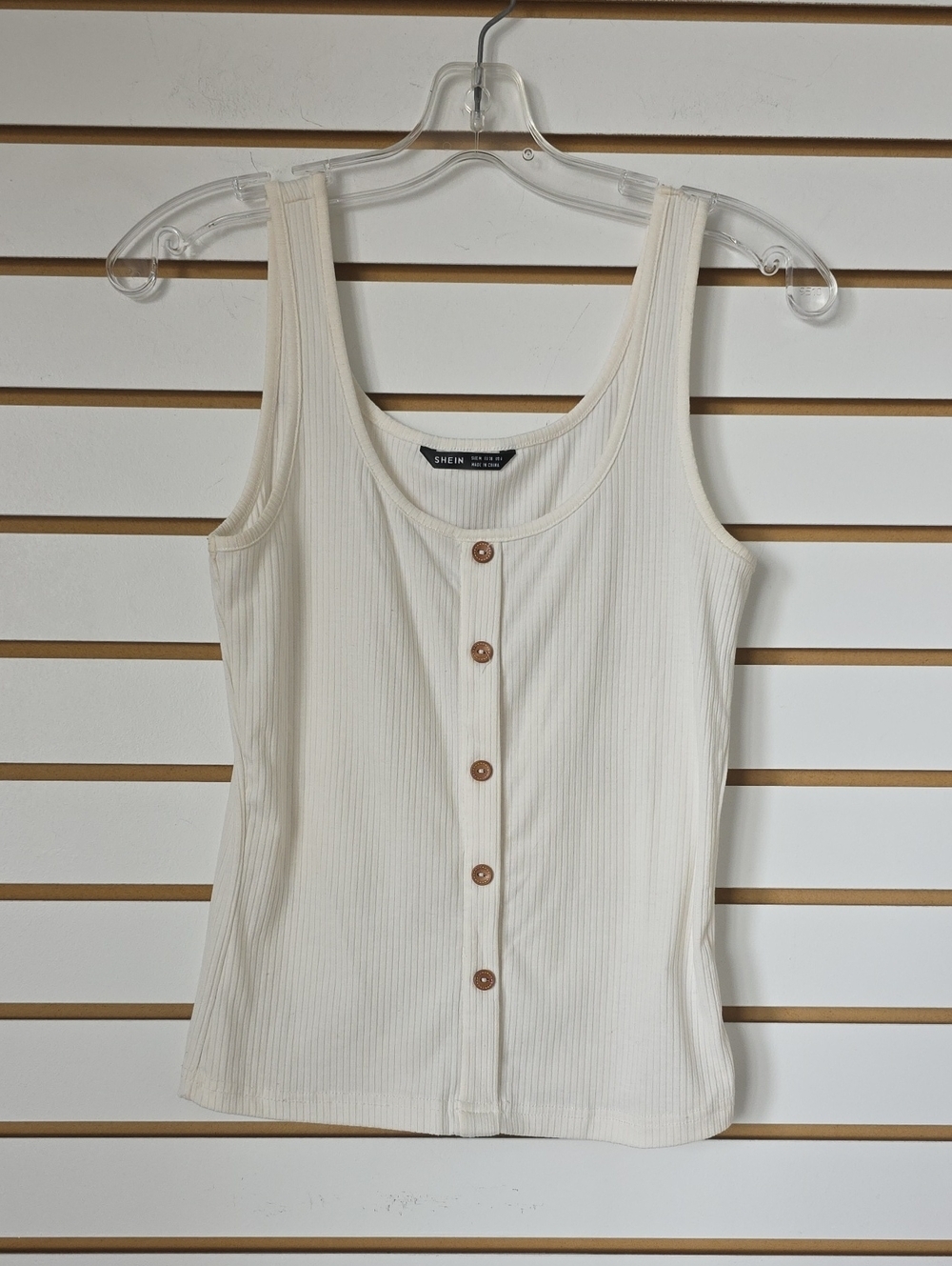 Ribbed Button-Front Tank Top